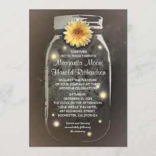 Glühwürmchen & Rustikales Glas Whimsical Hochzeit Einladung