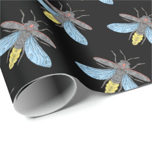 Glühwürmchen (schwarz) - Geschenkpapier