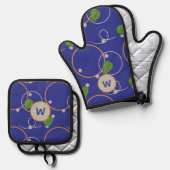 Glühwürmchen über Wasser Ofenhandschuh & Topflappen-Set (Vorderseite/Rückseite)