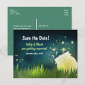 Glühwürmchen und Nacht im Mason-Glas Save the Date Ankündigungspostkarte (Vorne/Hinten)
