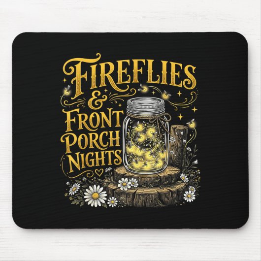Glühwürmchen und Vorgarten-Nächte rustikale Blumen Mousepad (Vorne)
