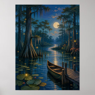 Glühwürmchen Zypressen Bayou Mondlicht 12x16 Poste Poster