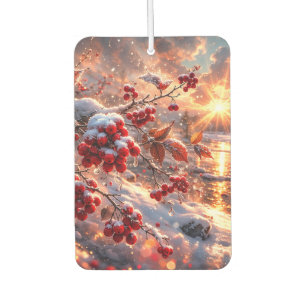 Glut der roten Winterbeeren im Schnee Autolufterfrischer