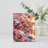 Glut der roten Winterbeeren im Schnee Postkarte (Stehend Vorderseite)