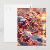 Glut der roten Winterbeeren im Schnee Postkarte (Vorne/Hinten)
