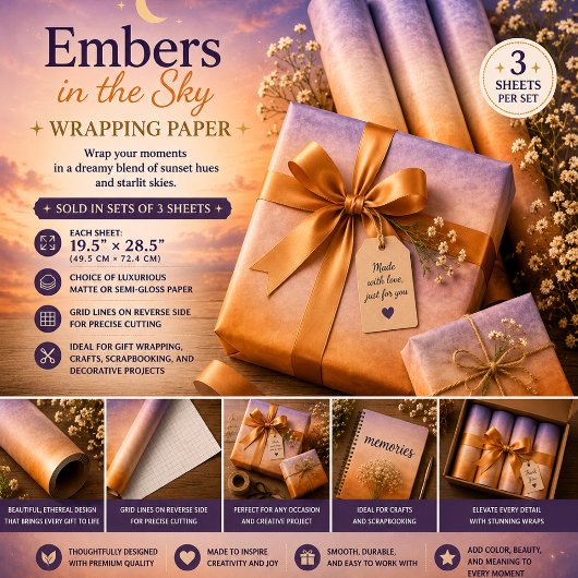 Glut in den Himmel Geschenkpapier Set