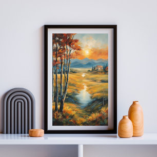Glut über dem Alpen Spiegel Poster