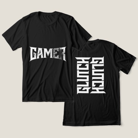 GLUTCH – Sharp Competitive Gaming Typography Shirt (Design vorne & hinten)