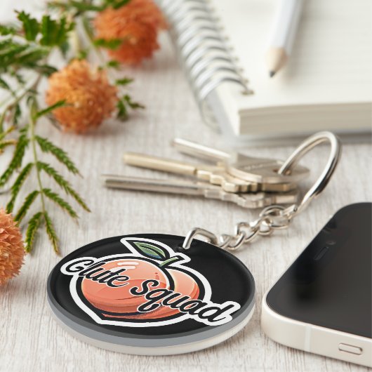 Glute Squad Peach Fitness Workout Schlüsselanhänger (Vorderseite rechts)