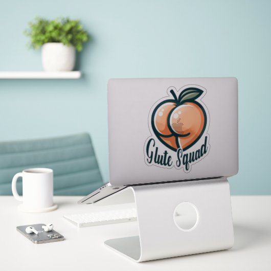 Glute Squad Peach Hintern Glutes Gym Fitness Aufkleber (Laptop auf Schreibtisch)