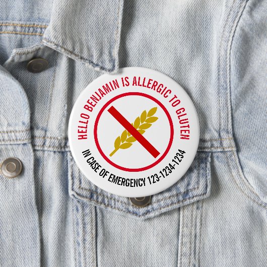 Gluten Allergy-Abzeichen Button (Beispiel)