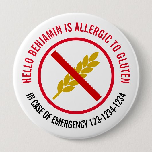 Gluten Allergy-Abzeichen Button (Vorderseite)