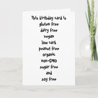 Gluten Dairy Sugar Soy Carb Free Funny Birthday