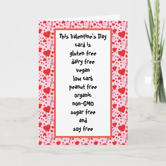 Gluten Dairy Sugar Soy Carb Free Funny Valentine's Karte (Vorderseite)
