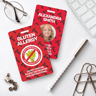 Gluten Food Allergy Alert Red Warning Badge Ausweis