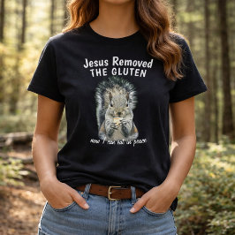 Gluten Free Faith Humor Christian Squirrel Photo T-Shirt