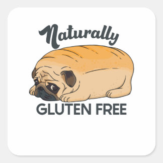 GLUTEN-FREIER NIEDLICHER MOPS BREAD QUADRATISCHER AUFKLEBER