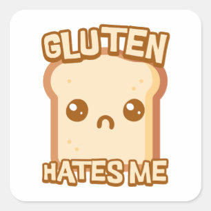 Gluten hasst mich! Niedlicher Funny Brot Cartoon Quadratischer Aufkleber