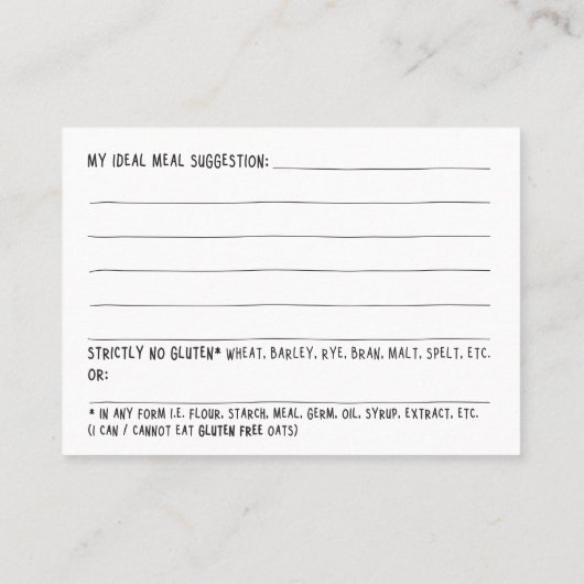 Glutendodgers speisende Karte (Rückseite)