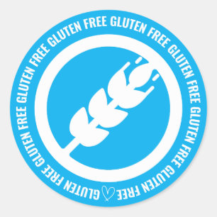 Glutenfrei-Aufkleber - Blau und Weiß Runder Aufkleber