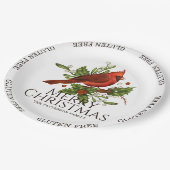 Glutenfrei frohe Weihnachten Roter Kardinal Holly Pappteller (Schrägansicht)