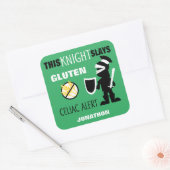 Glutenfreie Celiac Alert Green Knight Kids Quadratischer Aufkleber (Umschlag)