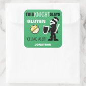 Glutenfreie Celiac Alert Green Knight Kids Quadratischer Aufkleber (Tasche)