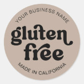 Glutenfreies Beige Retro Einfaches Etikett für Bac Runder Aufkleber (Vorderseite)