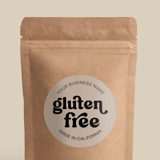 Glutenfreies Beige Retro Einfaches Etikett für Bac Runder Aufkleber