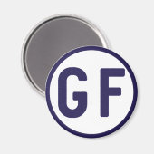glutenfreies GF Circle Navy Blue and White Magnet (Vorderseite/Rückseite)