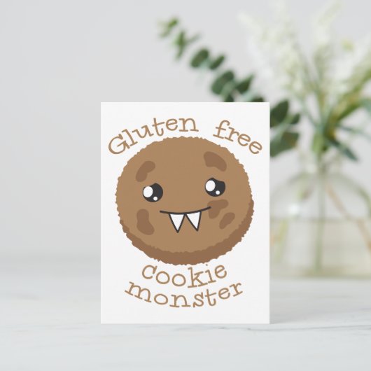 Glutenfreies Keksmonster Postkarte (Stehend Vorderseite)