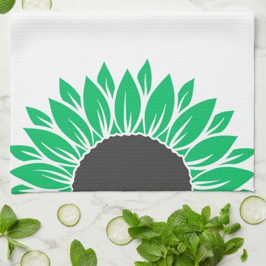 Glutenfreies Sonnenblumengrün Geschirrtuch (Gefaltet)