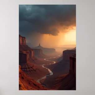Glutregen über dem Canyon Poster