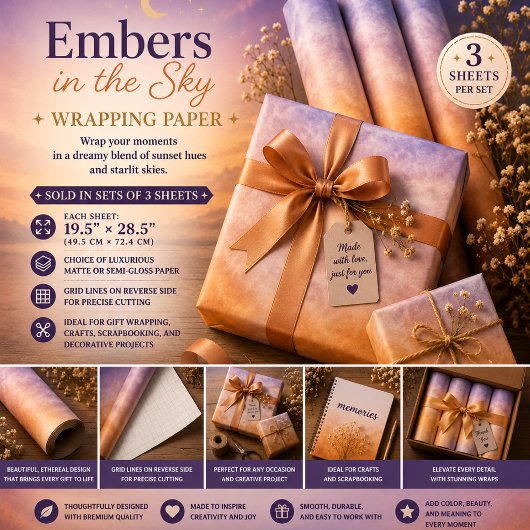Glutreste am Himmel Geschenkpapier Set
