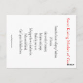 Glykophilousa Mutter Gottes Gebetskarte Postkarte (Rückseite)