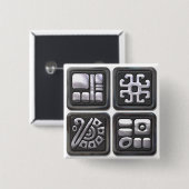 Glyphs-Mayaschwarzes und silbern Button (Vorne & Hinten)