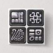 Glyphs-Mayaschwarzes und silbern Button (Vorderseite)