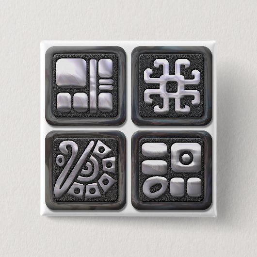Glyphs-Mayaschwarzes und silbern Button (Vorderseite)