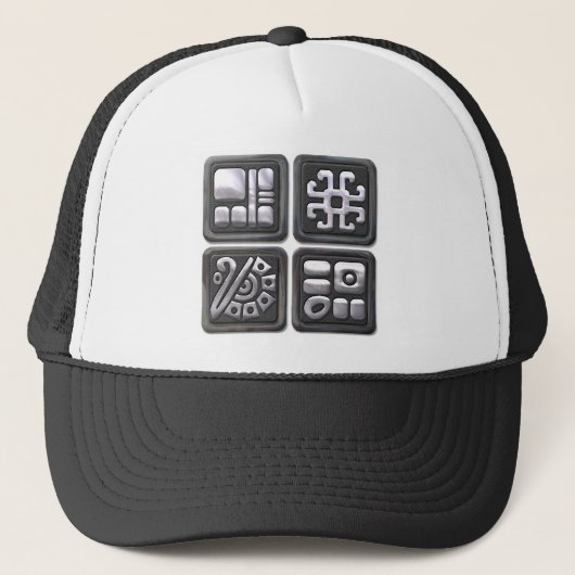 Glyphs-Mayaschwarzes und silbern Truckerkappe (Vorderseite)