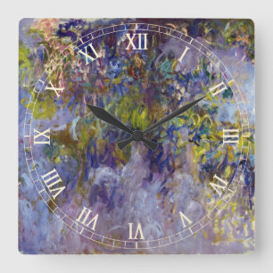 Glyzinie (linke Hälfte) von Claude Monet Quadratische Wanduhr