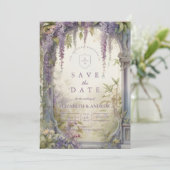 Glyzinienbogen Botanische Hochzeit Save The Date (Stehend Vorderseite)
