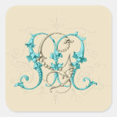 GM MG Monogramm Quadratischer Aufkleber (Vorderseite)