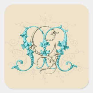 GM MG Monogramm Quadratischer Aufkleber