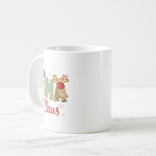 Gma Claus Weihnachtsmannmütze Reindeer Kariert Chr Kaffeetasse (Vorderseite Links)