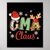 Gma Claus Weihnachtsmannmütze Reindeer Kariert Chr Poster (Vorne)