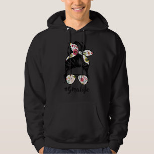 Gma Life Messy Hair Bun Floral Frauen Muttertag Hoodie