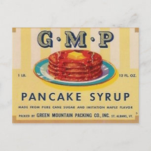 gmp Pfannkuchensirup-Etikett-Postkarte Postkarte