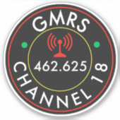 GMRS. Funkkanal 18 Aufkleber (Vorderseite)