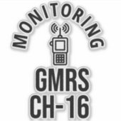 GMRS. Kanal 16 Aufkleber (Vorderseite)