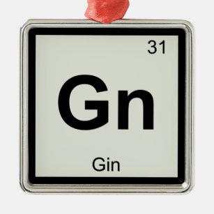 GN - Gin-Chemie-Periodensystem-Symbol Silbernes Ornament